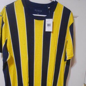 MEN'S SIZE XL GUESS LOS ANGELES TREVOR STRIPED SS T-SHIRT TOP CREW NECK 👨